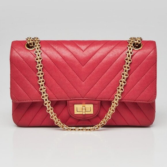 Chanel Dark Pink 2.55 Reissue Chevron Quilted Calfskin Leather 225 Bag - Picture 2 of 13